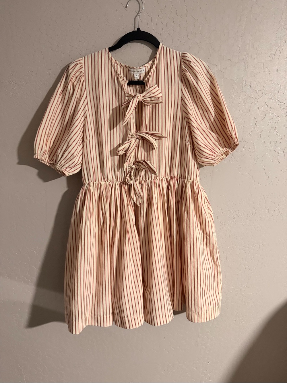 Pink/red Striped Bow-Front Dress
